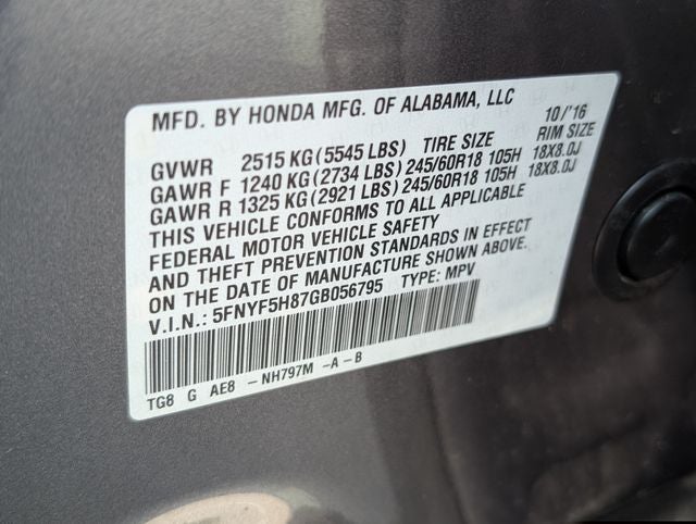 2016 Honda Pilot EX-L w/Rear Entertainment System