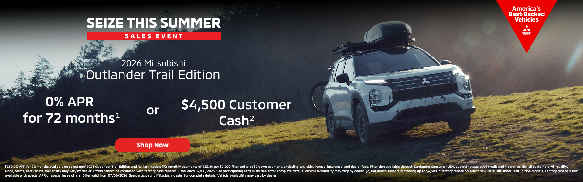 0% APR for 72 Months or $4,500 Customer Cash